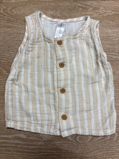 24m Beige/Cream Striped 2 Piece Tank + Shorts Set