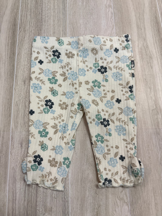 0-3m Cream Floral Bow Legging