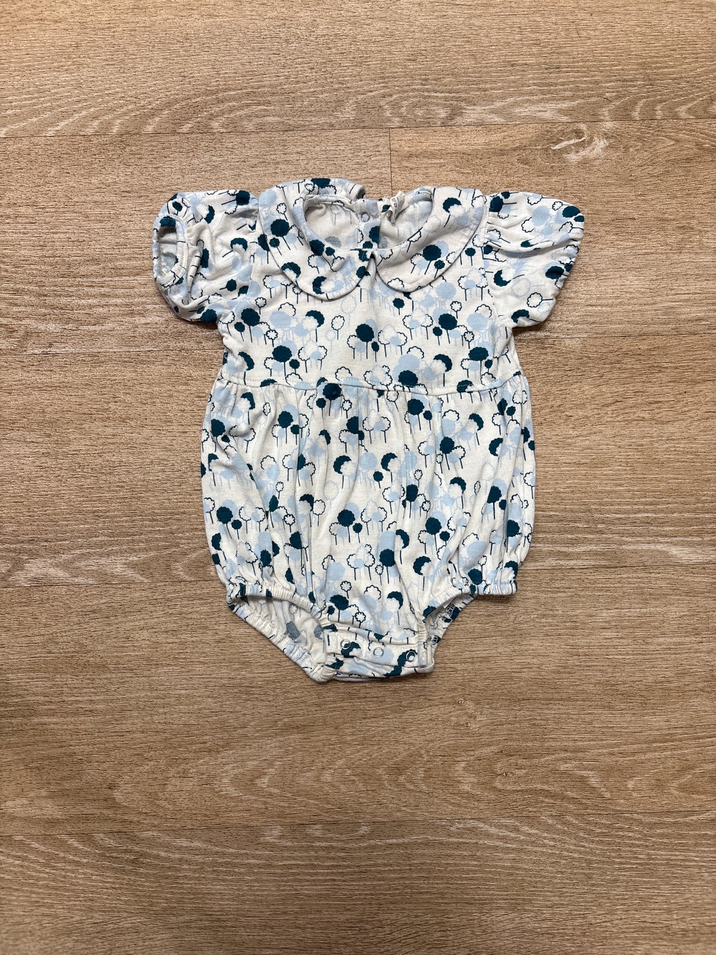 12-18m Kate Quinn Blues Trees Collar Romper