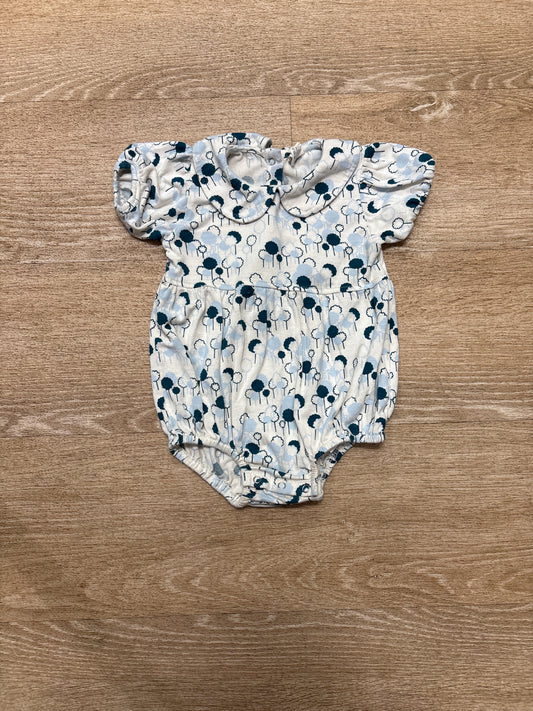 12-18m Kate Quinn Blues Trees Collar Romper