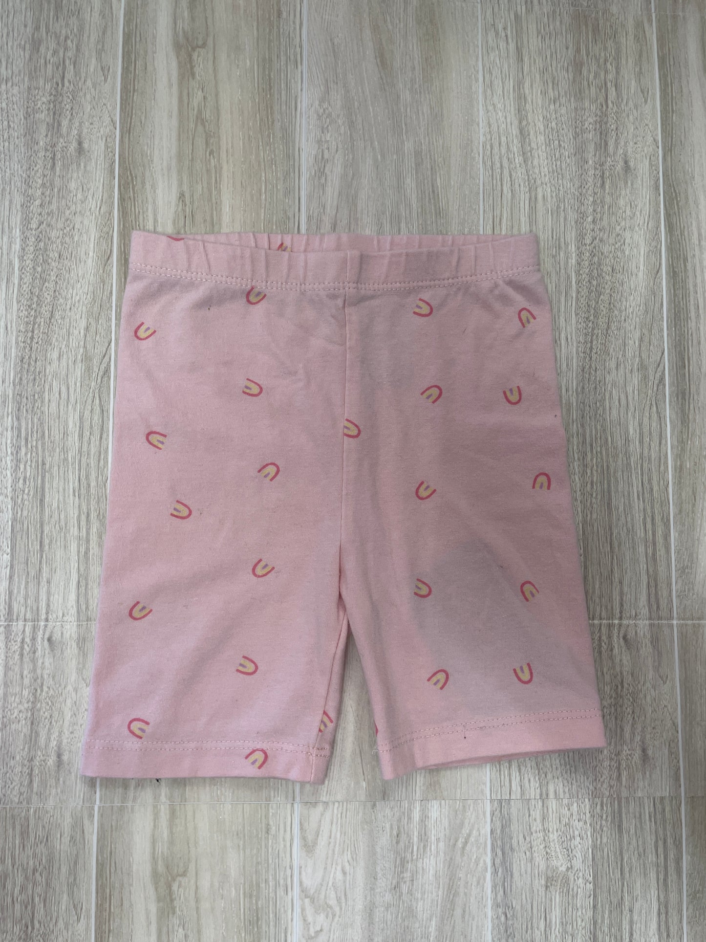 2T Light Pink Mini Rainbow Biker Shorts