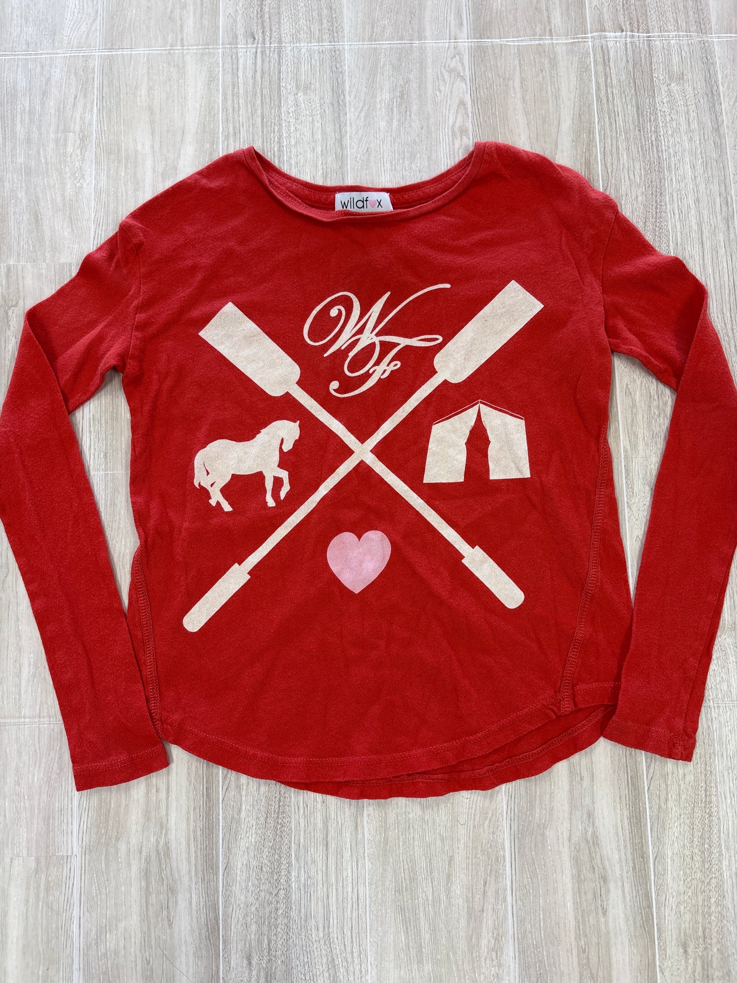 7/8 Wildfox Kids Red Horse Design Long Sleeve