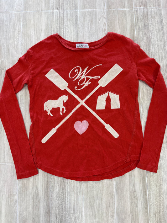 7/8 Wildfox Kids Red Horse Design Long Sleeve
