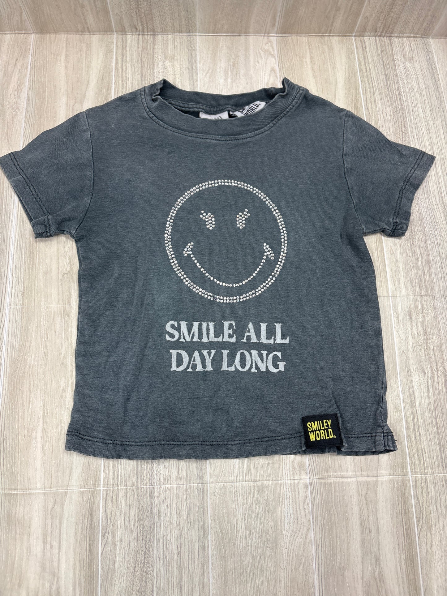 6/7 Zara Smiley World Smile All Day Long Graphic Grey Tee