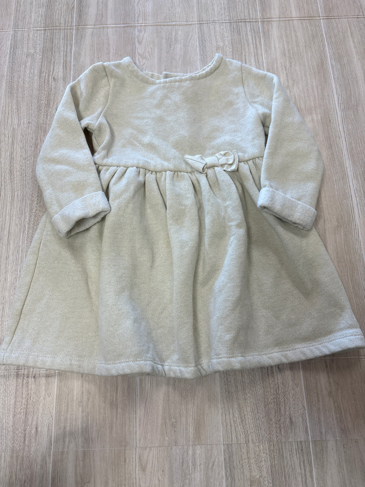 18m Cream Gold Shimmer Long Sleeve Dress