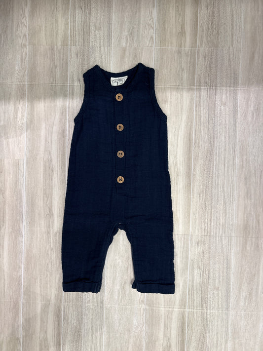 0-3m City Mouse Organic Navy Blue Gauze Tank Jumper