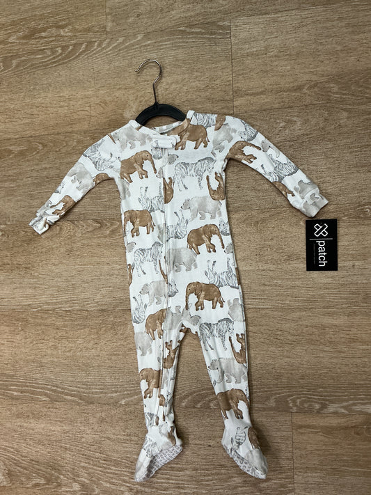 12m Neutral Safari Zip Up Footed Pajama