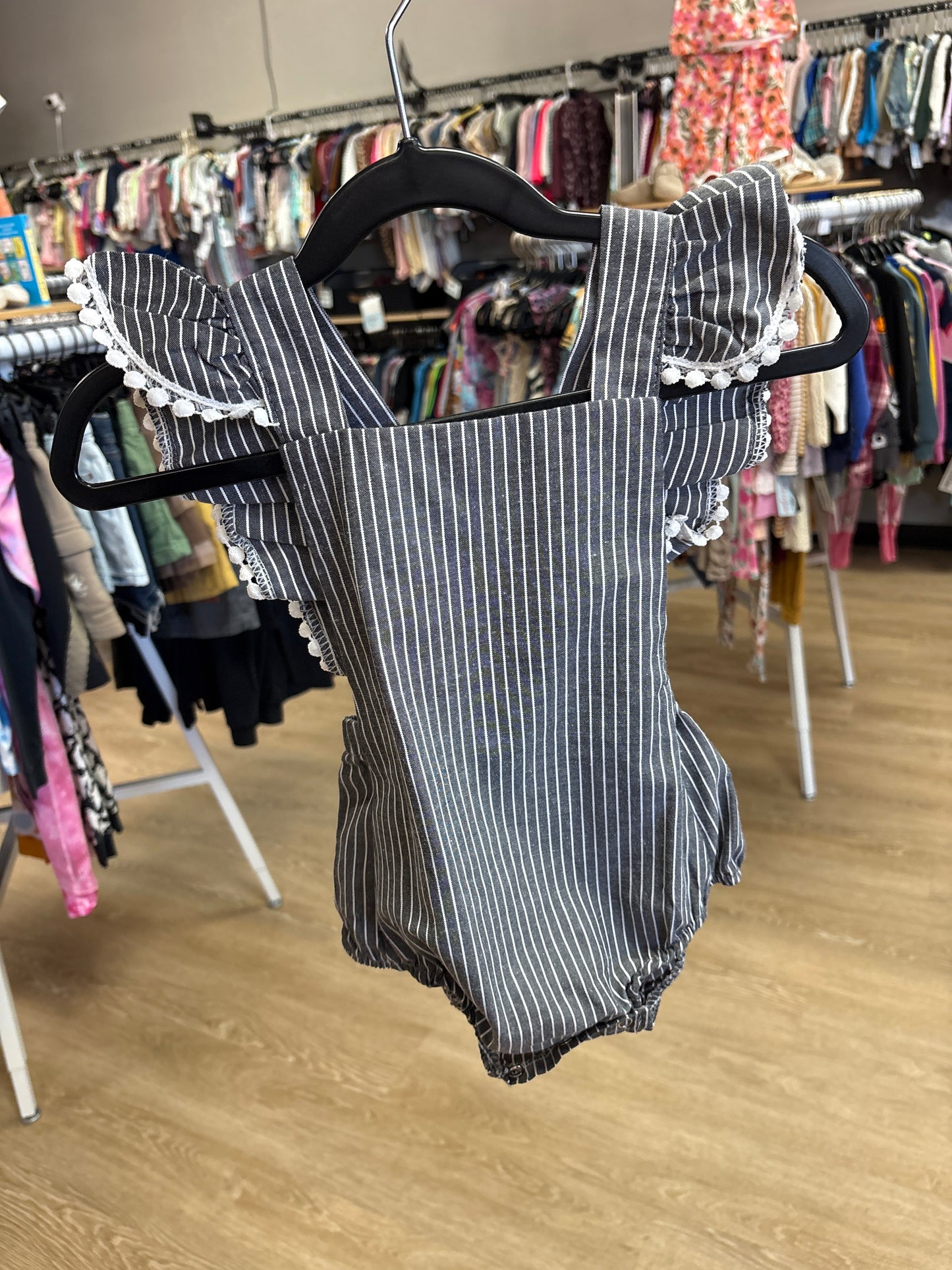 12-18m Pinstripe Ruffle Onesie Romper