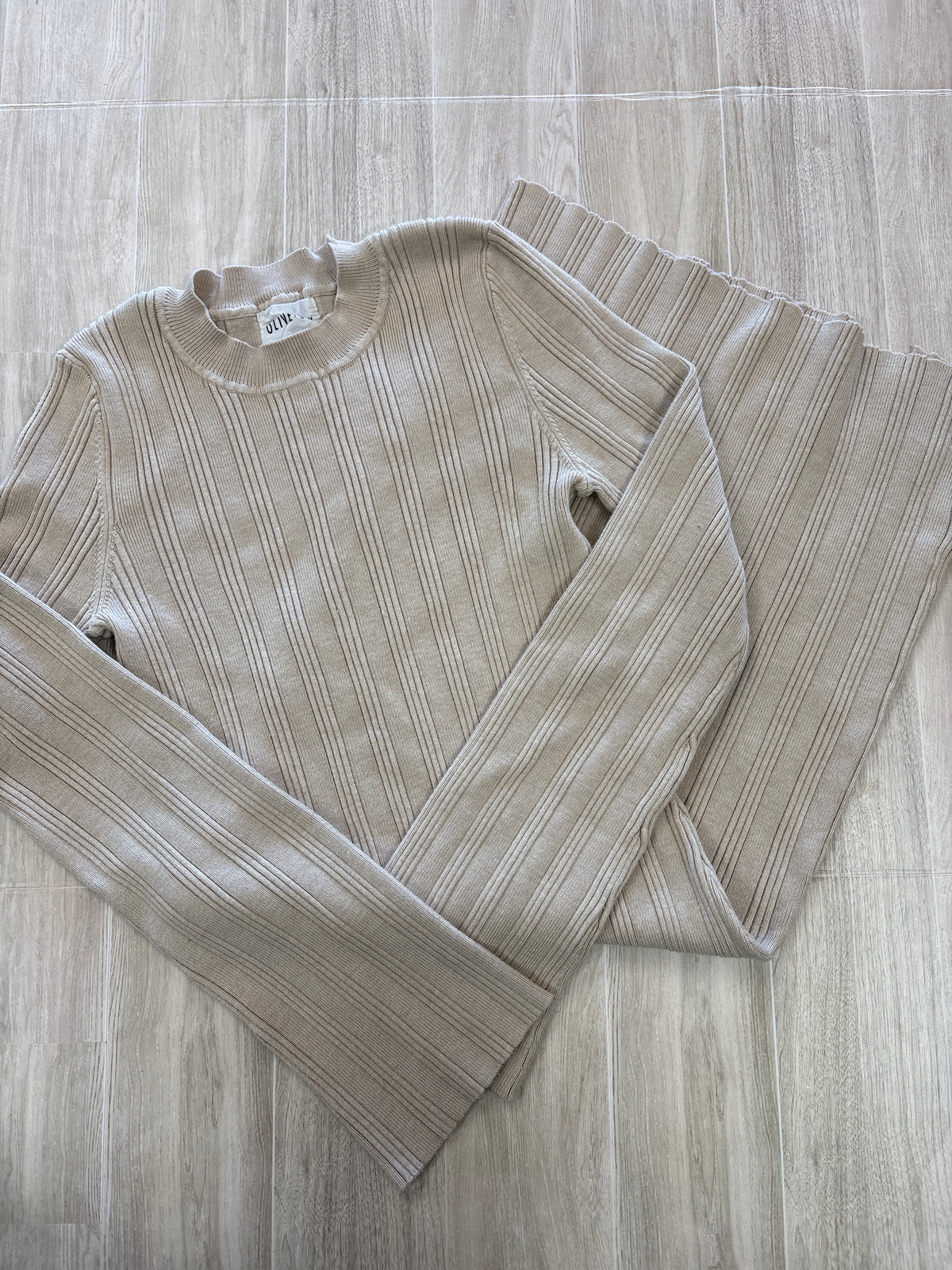 Womens Medium Cream Ribbed Midi Dress