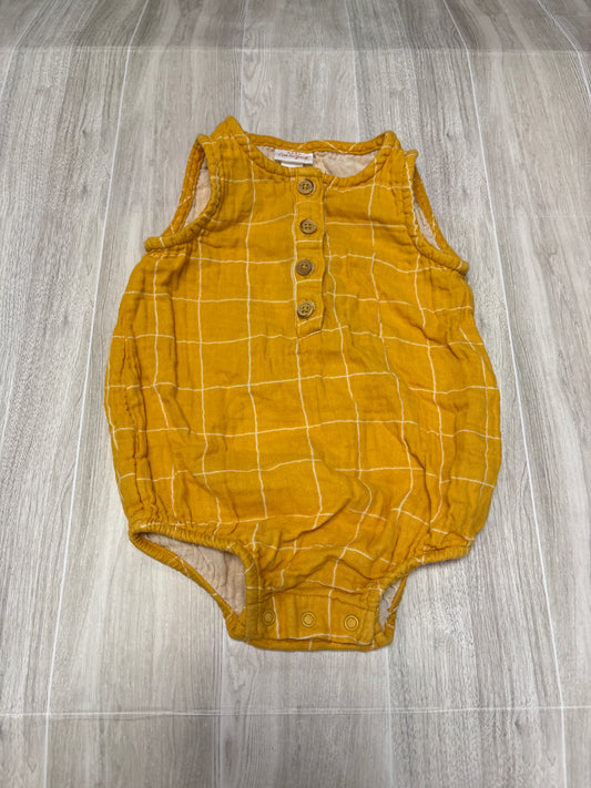 12m Yellow Grid Gauze Tank Onesie