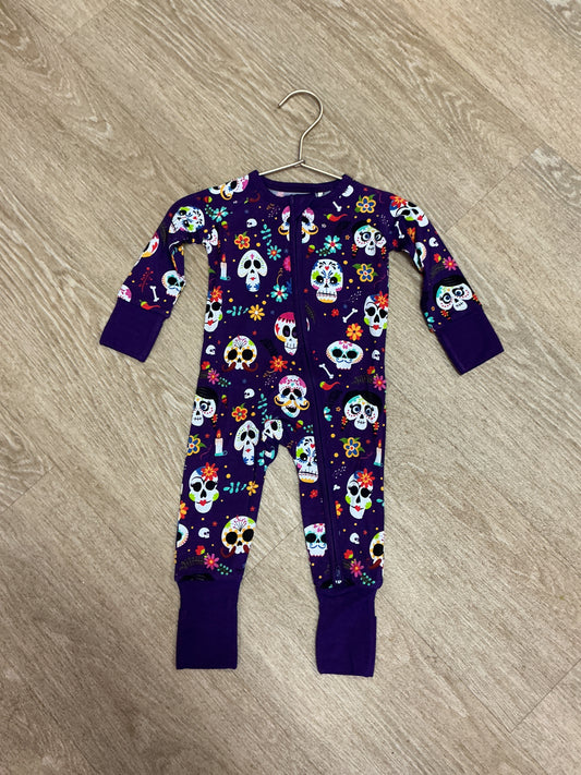 NWT 3-6m Velveteen Sugar Skull Pajama Romper