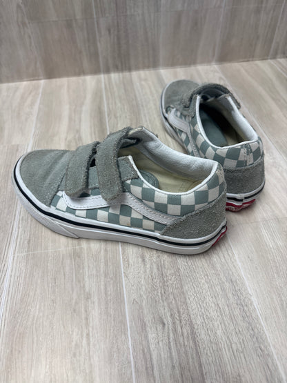 12.5c Vans Mint Blue Checkered Velcro Sneakers