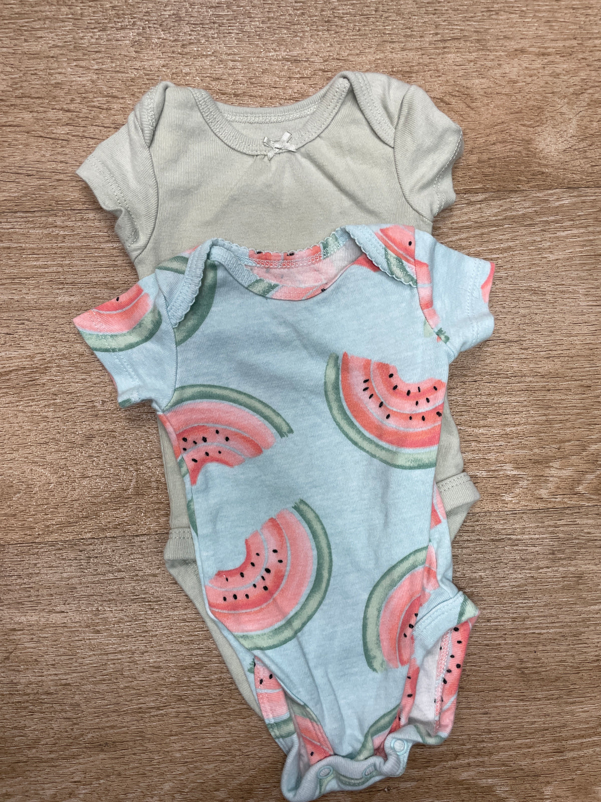 Newborn Onesie 2 Pack Blue Watermelon/Light Green