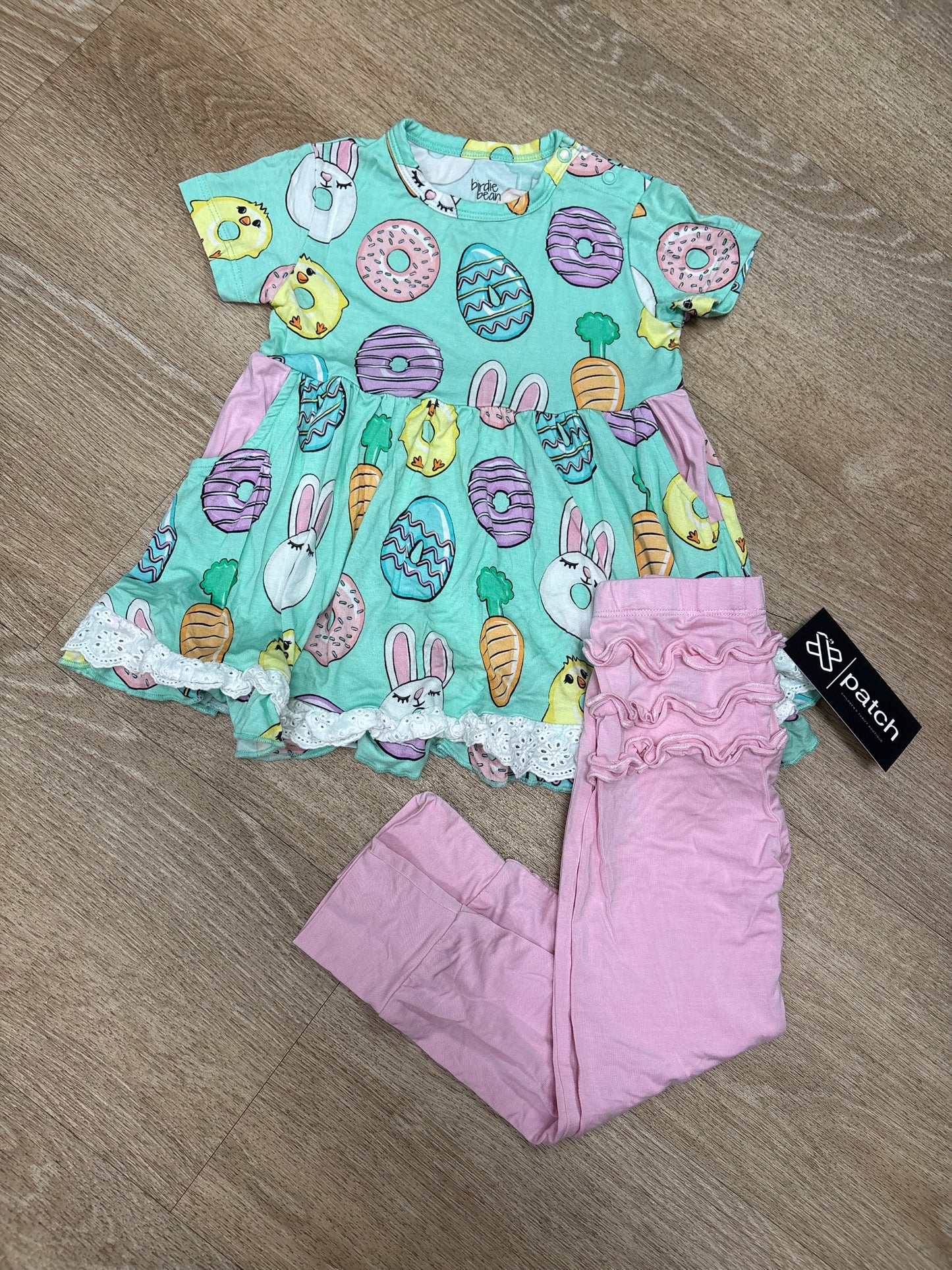2T Birdie Bean Easter Donut Top+ Legging Set