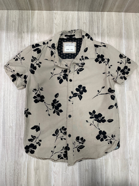 5/6 Beige/Black Floral Button Shirt