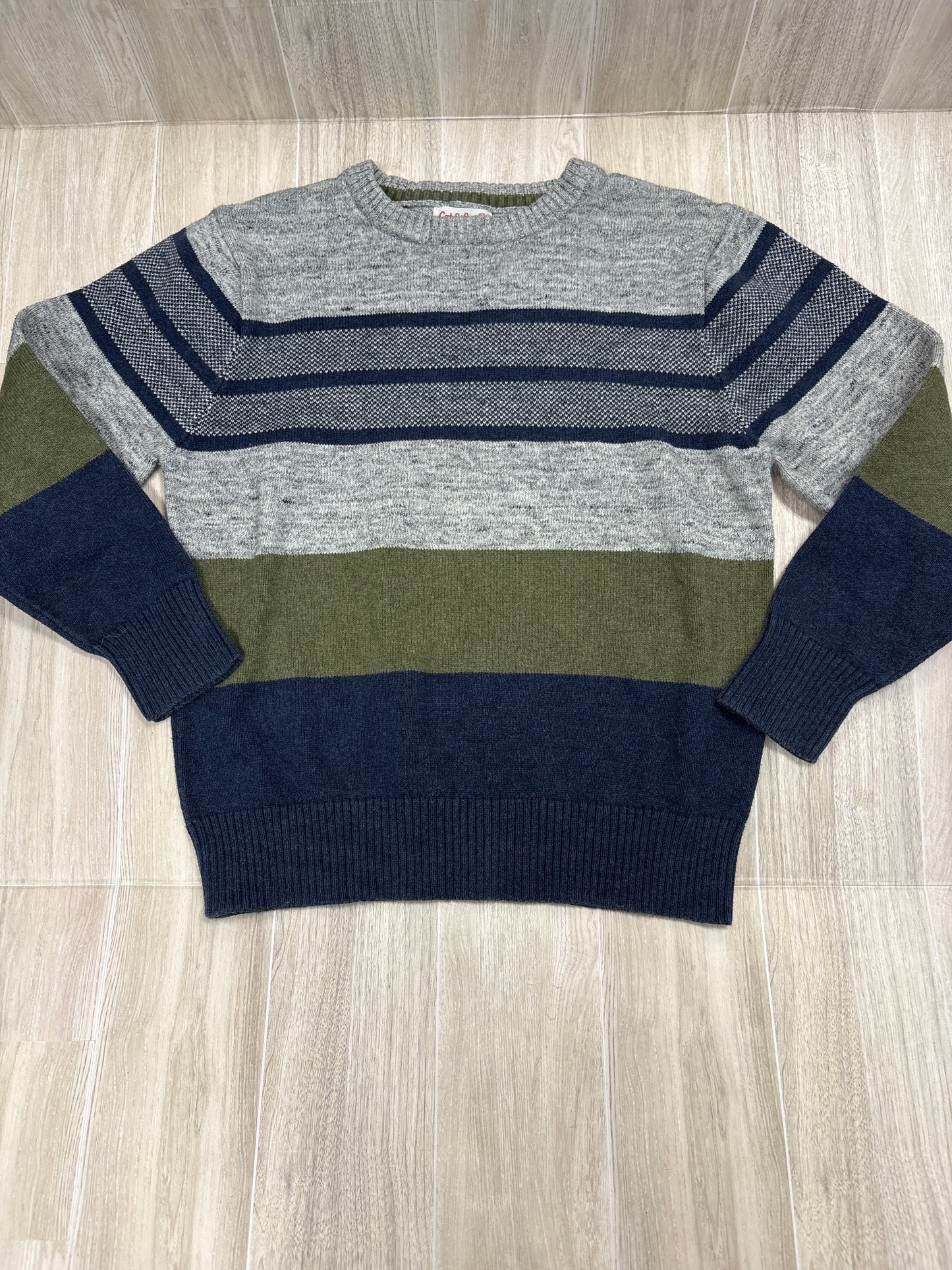 6/7 Navy/Olive/Grey Striped Knit Sweater