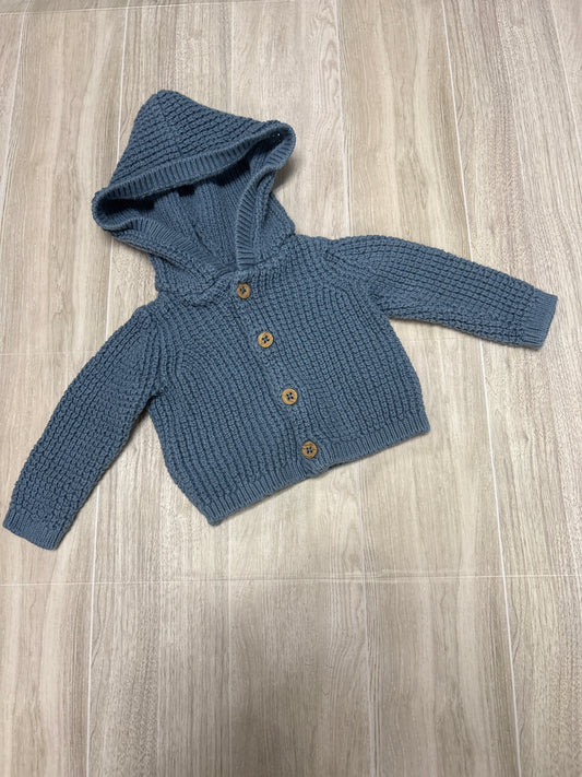 Newborn Light Blue Knit Hooded Sweater