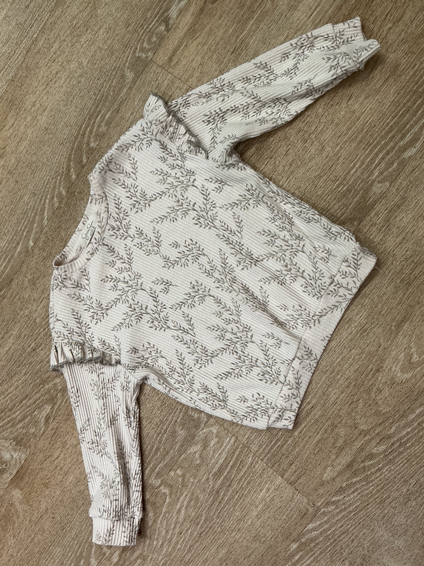 4T Ribbed Leafy Ruffle Top