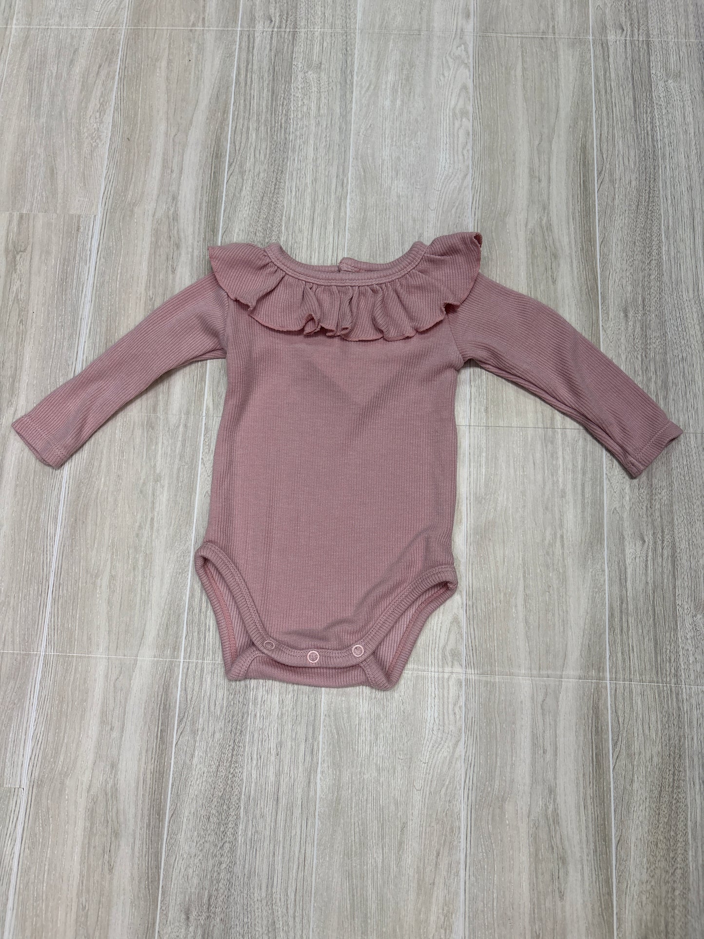 0-3m Angel Dear Ribbed Onesie with Ruffle Collar - Pink