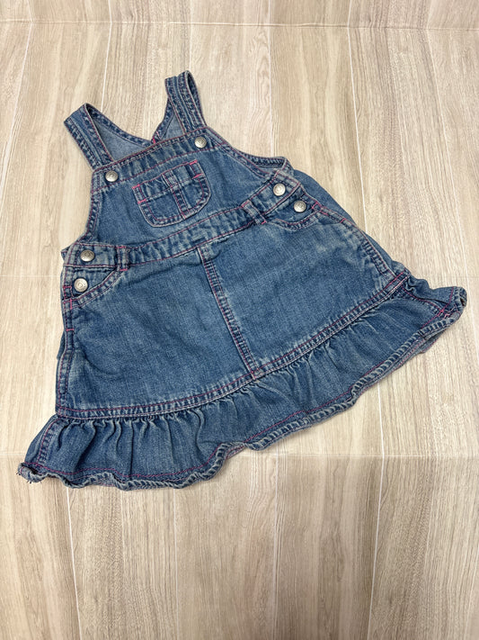 6-12m GAP Pink Stitched Denim Overall Dress