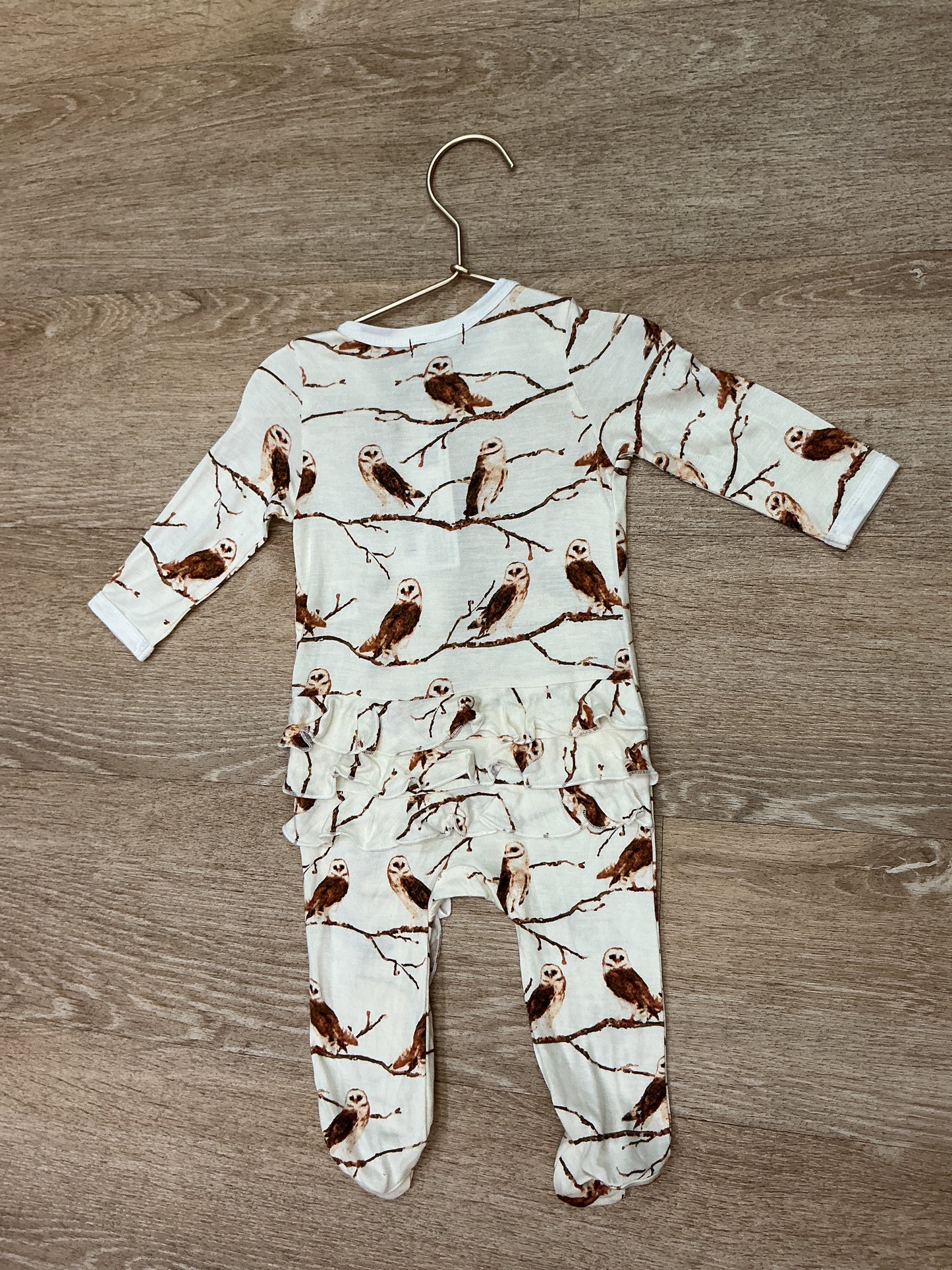 NWT 3-6m Milkbarn Owl Pajama Romper