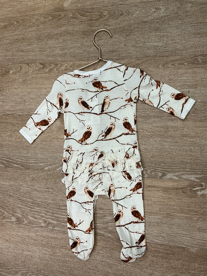 NWT 3-6m Milkbarn Owl Pajama Romper