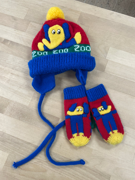 VINTAGE Zoo Knit Beanie + Elephant Gloves Set