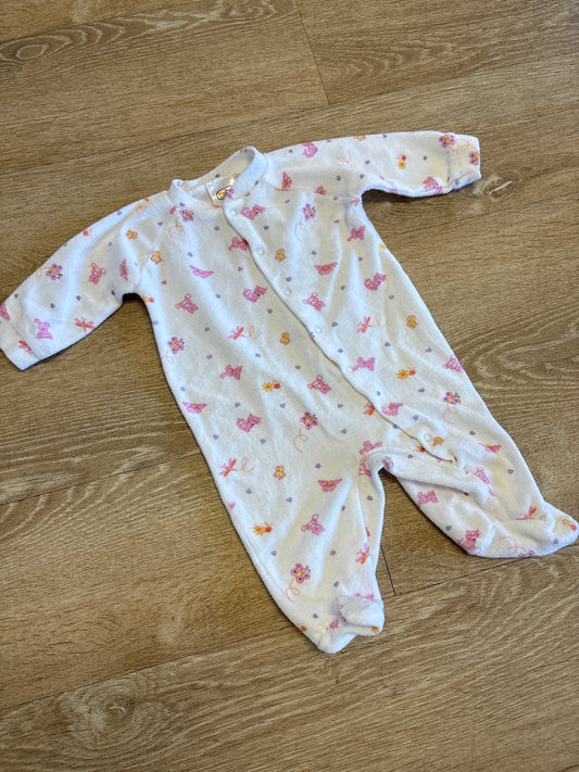 3-6m VINTAGE Baby Connections Butterfly Button Footie Pajama