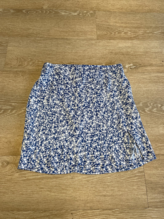 Womens Small Zara Blue Floral Satin Skirt