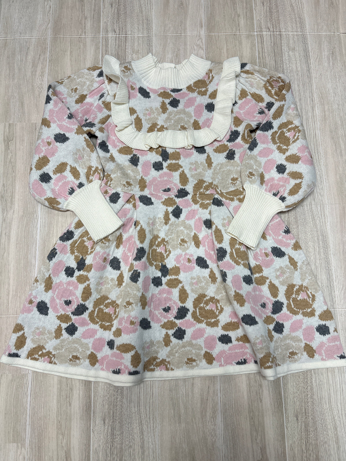 NWT 3T Janie And Jack Cream Floral Ruffle Sweater Dress