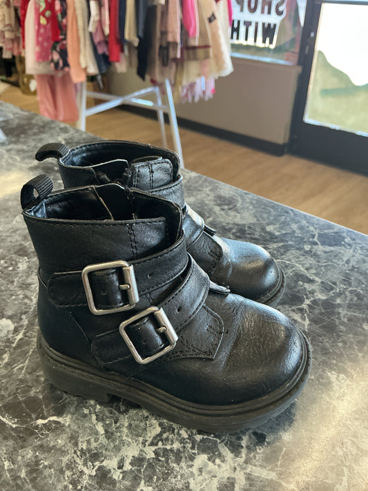 5c Black Buckle Combat Boots