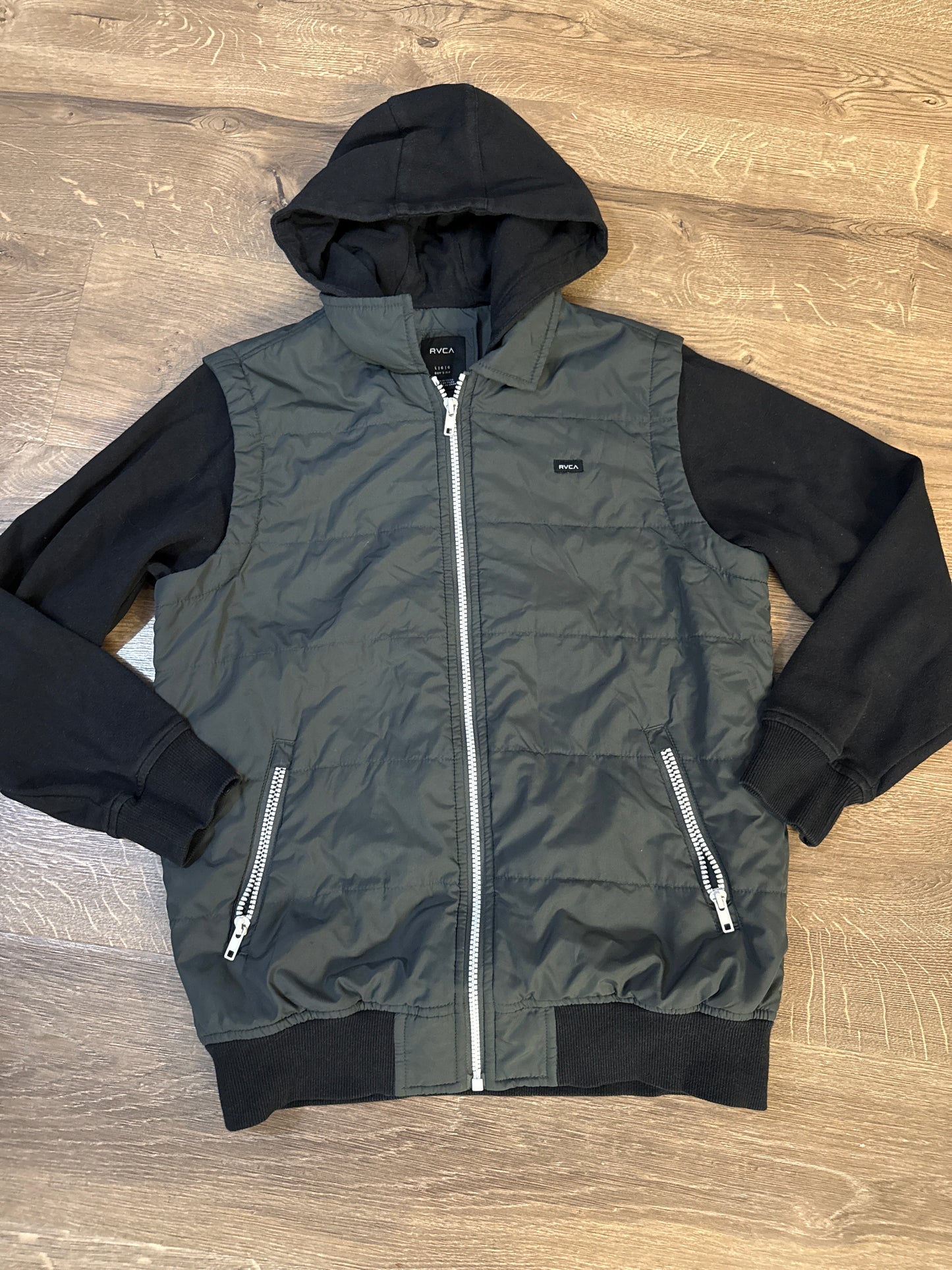 12/14 Stormy Grey Puffer Zip Up Puffer Jacket