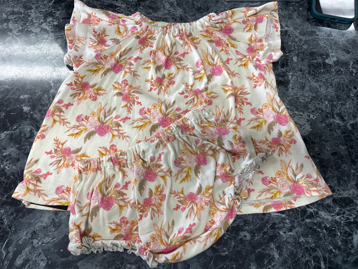 12-18m Milkbarn Cream Pink Floral 2 Piece Set