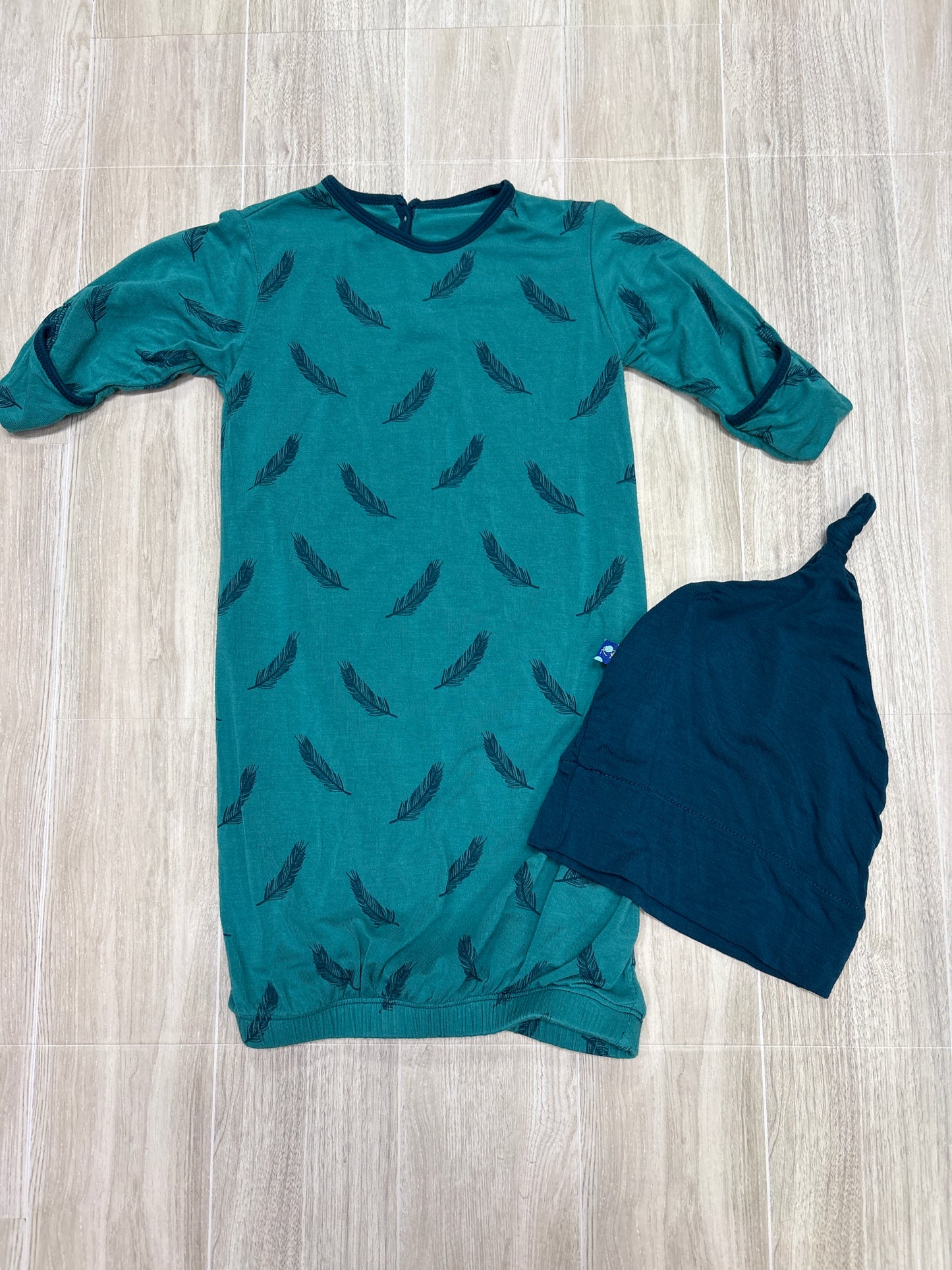 3-6m KicKee Pants Feather Gown + Hat