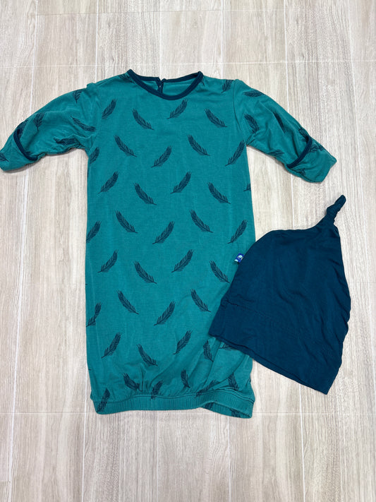 3-6m KicKee Pants Feather Gown + Hat