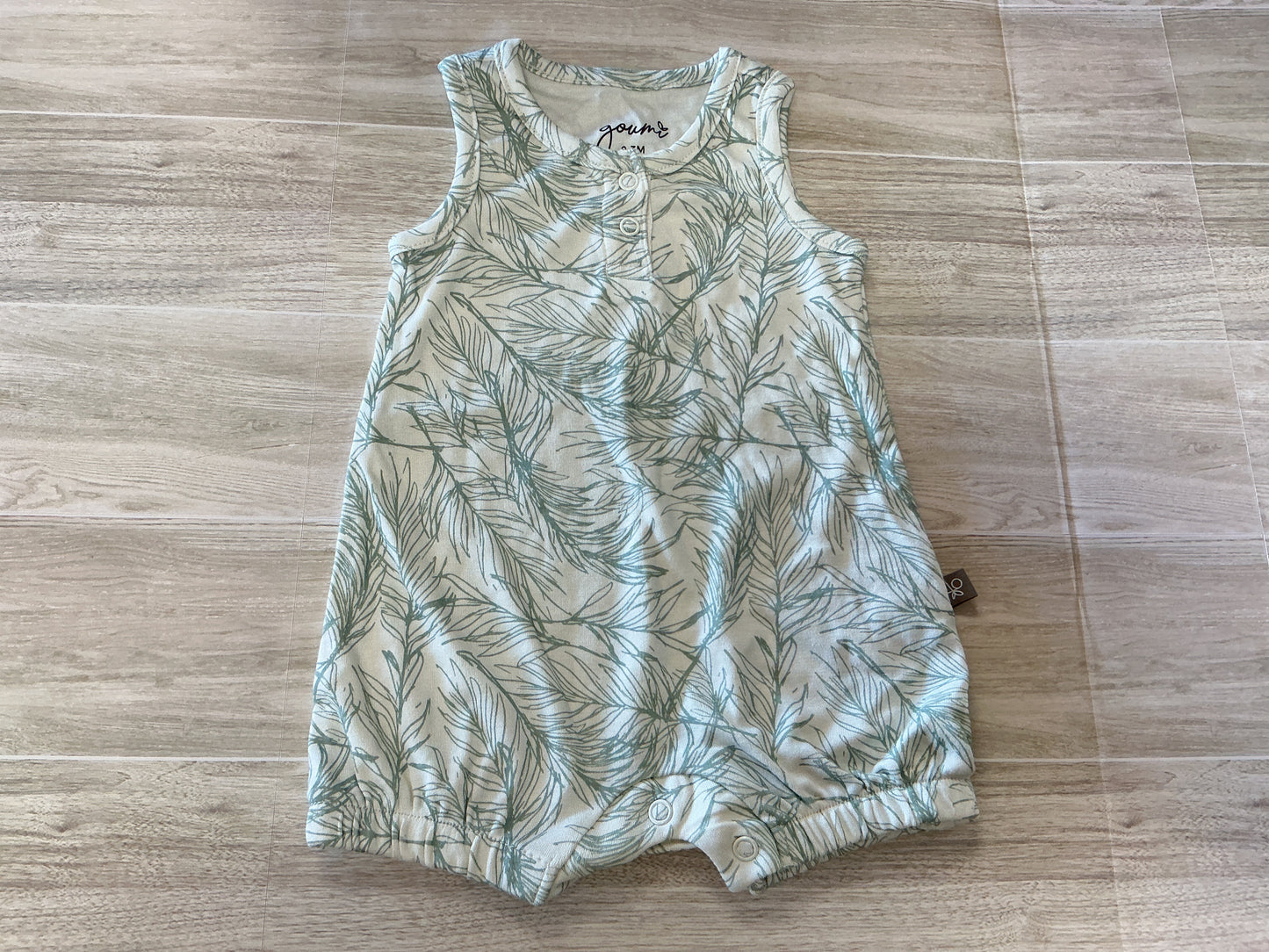 0-3m Goumi Green Leaf Tank Romper
