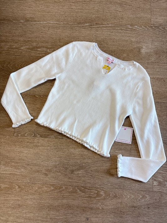 NWT Womens XL Fitted White Ribbed Long Sleeve