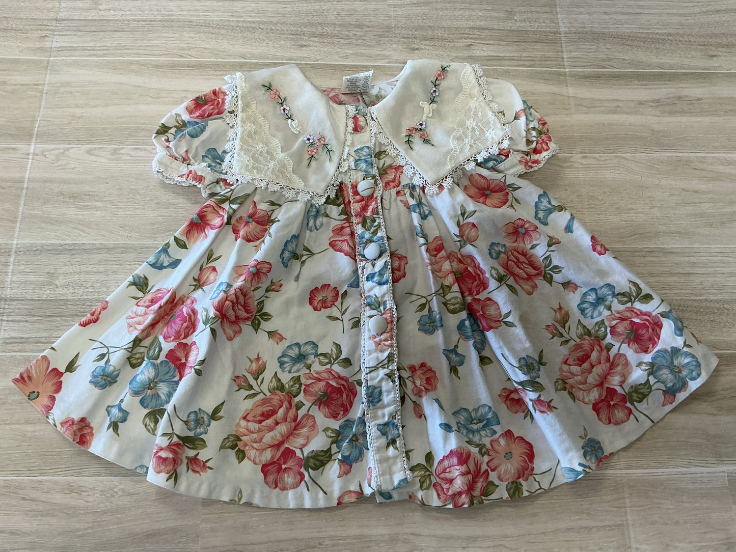 12m Vintage Floral Laced Collared Dress