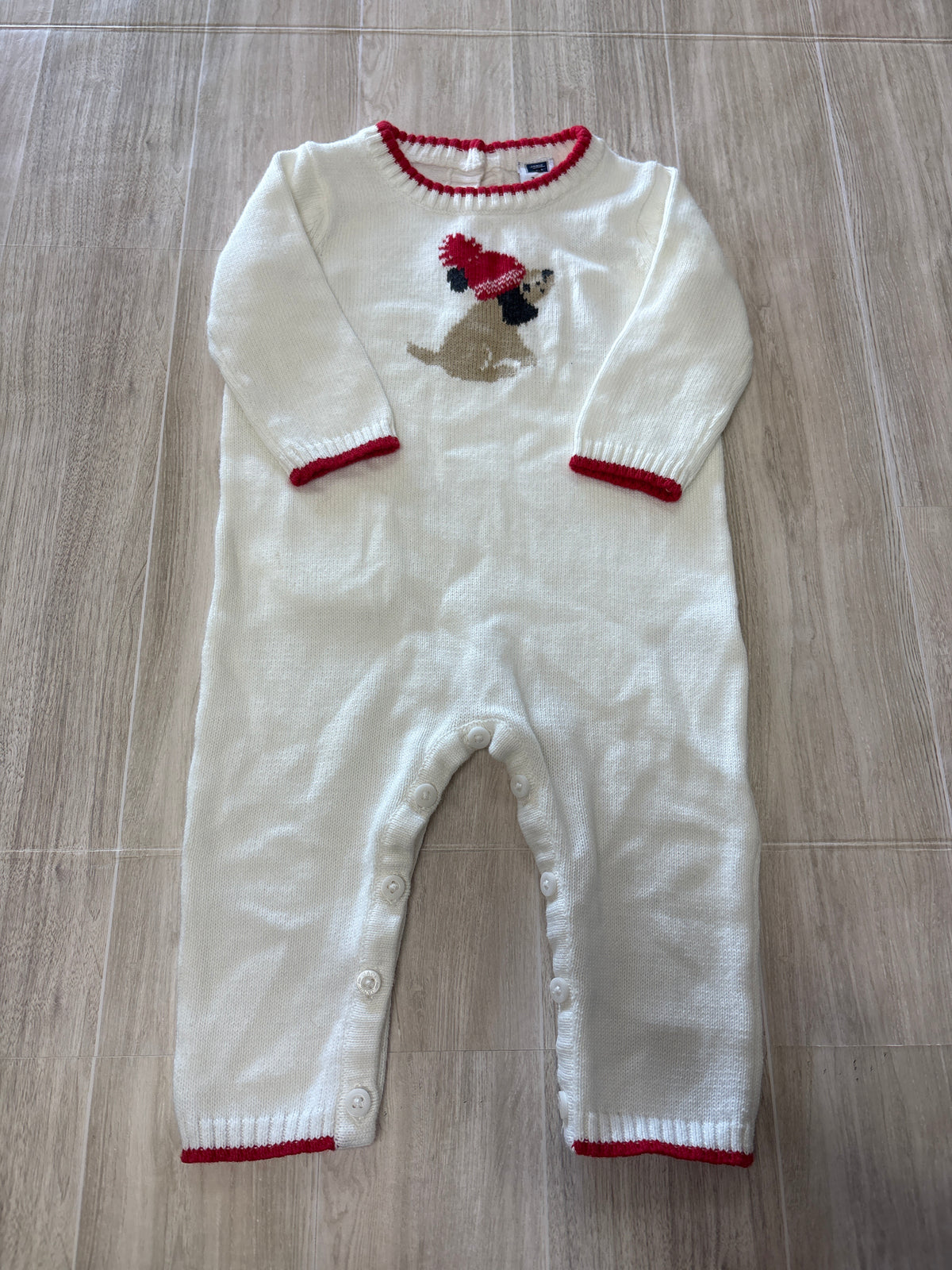 3-6m Janie And Jack Cream/Red Dog Knit Jumpsuit