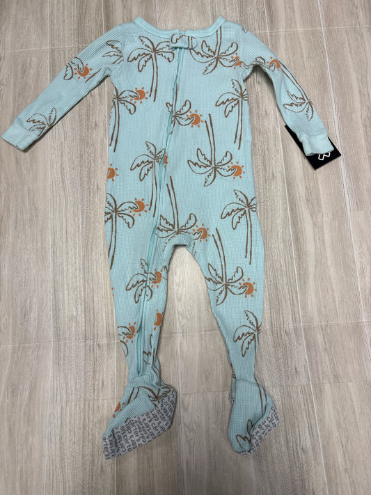 18m Waffle Knit Blue Palm Pajama
