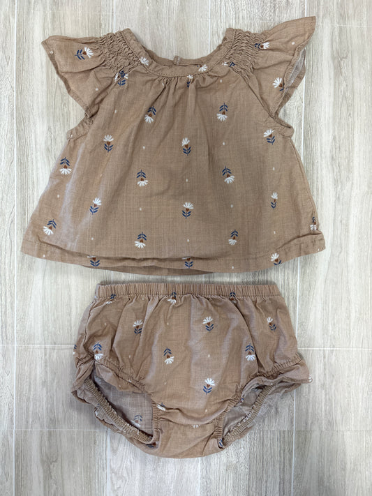 3m Tan Floral Blouse + Bloomer Set