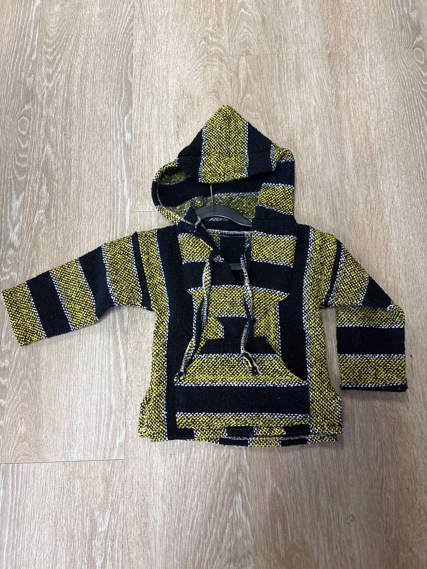 2T Black/Yellow Hooded Poncho Jacket