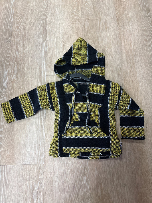 2T Black/Yellow Hooded Poncho Jacket