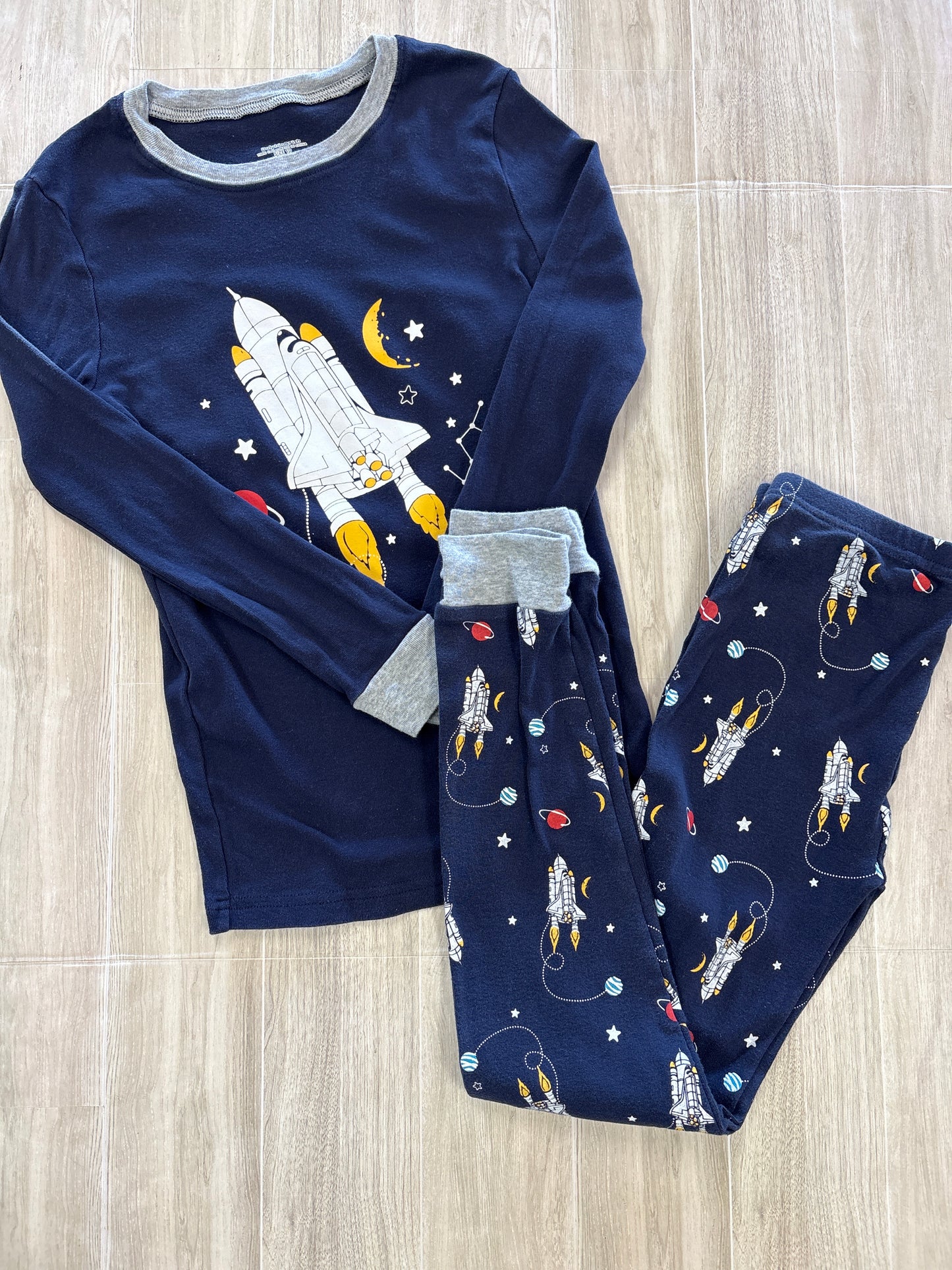 10 Navy Rocket Ship Space Pajama Set