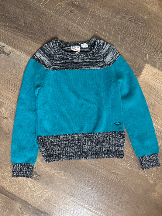 6 Roxy Teal/Silver Sparkle Grey Crewneck