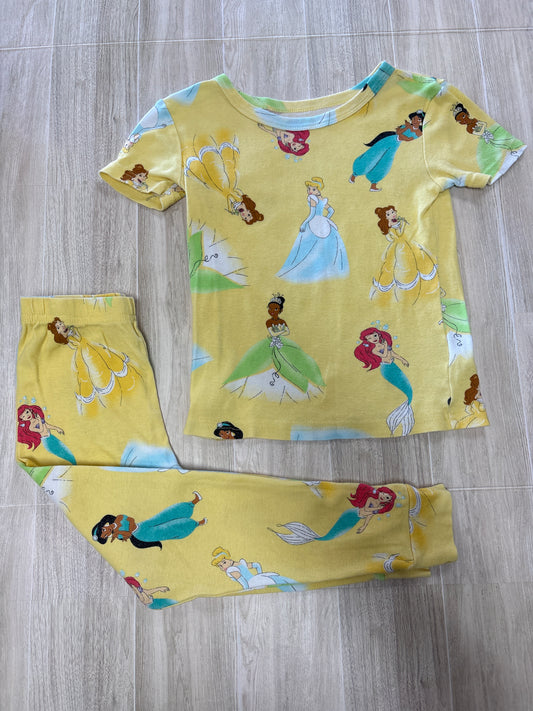 5T Yellow Princess Pajama Set