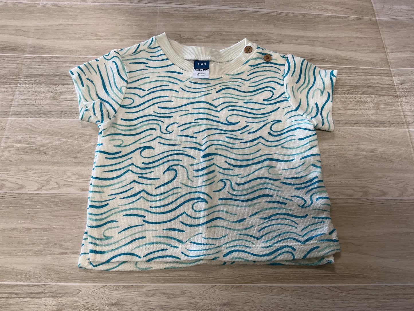NWT 3-6m Blue Waves Tee