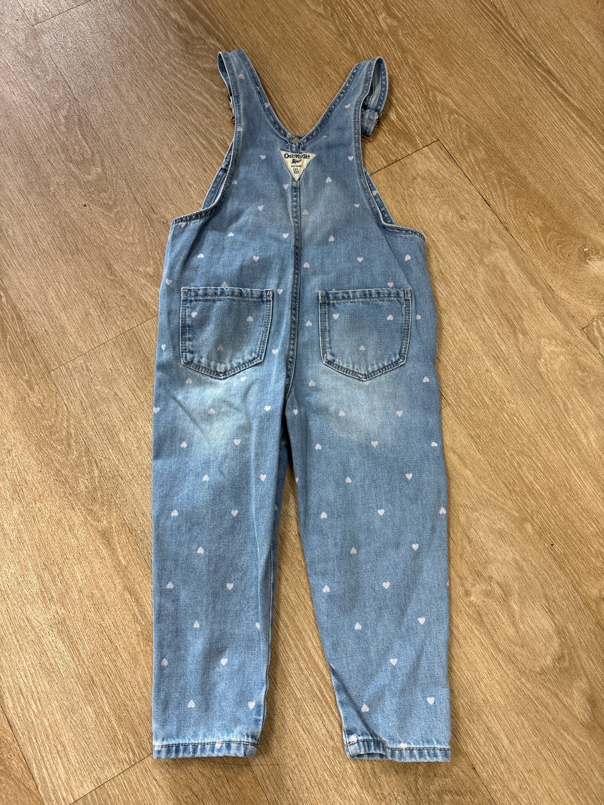 3T OshKosh Denim Heart Overalls