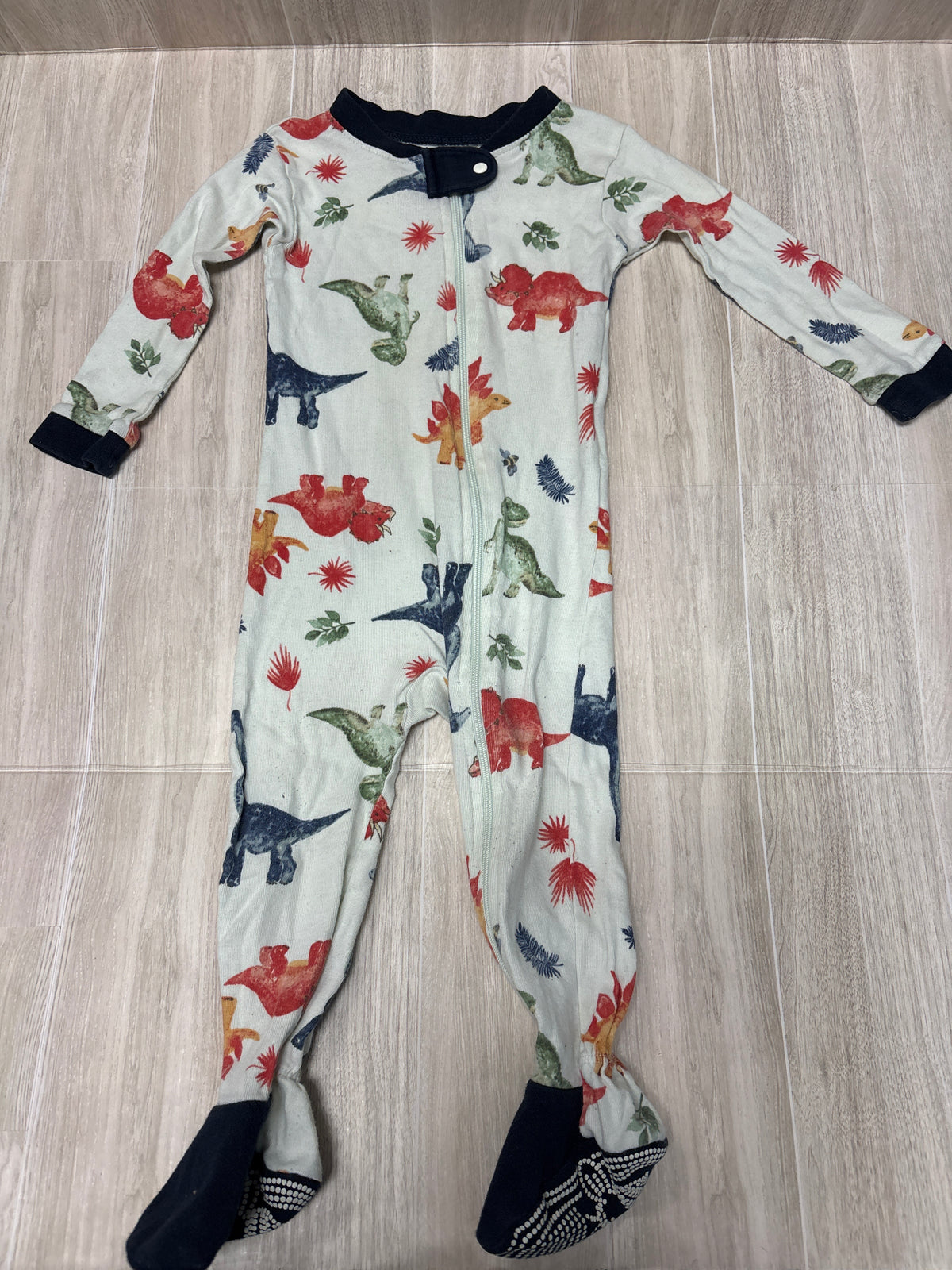 12m Burts Bees Mint Dinosaur Pajama