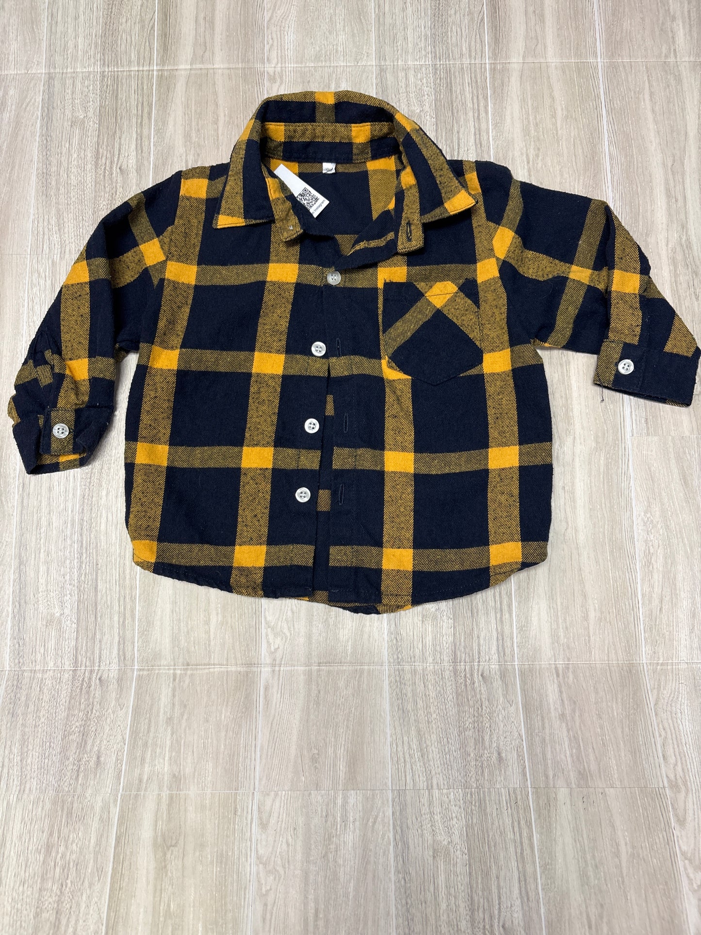 2T Navy/Yellow Plaid Button Up